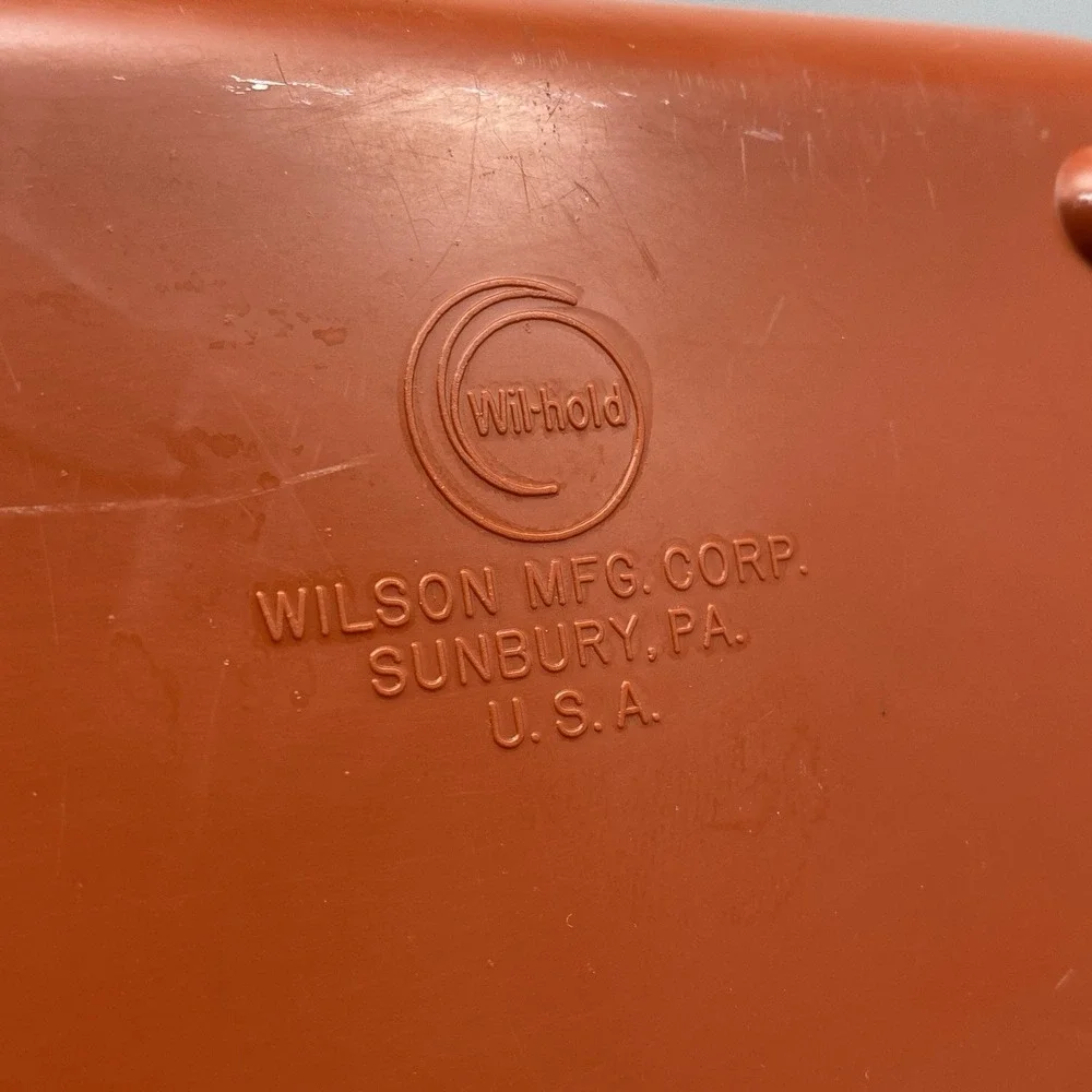Vintage Wilson Wil-Hold 70's Era Orange Plastic Sewing Box Storage Container USA